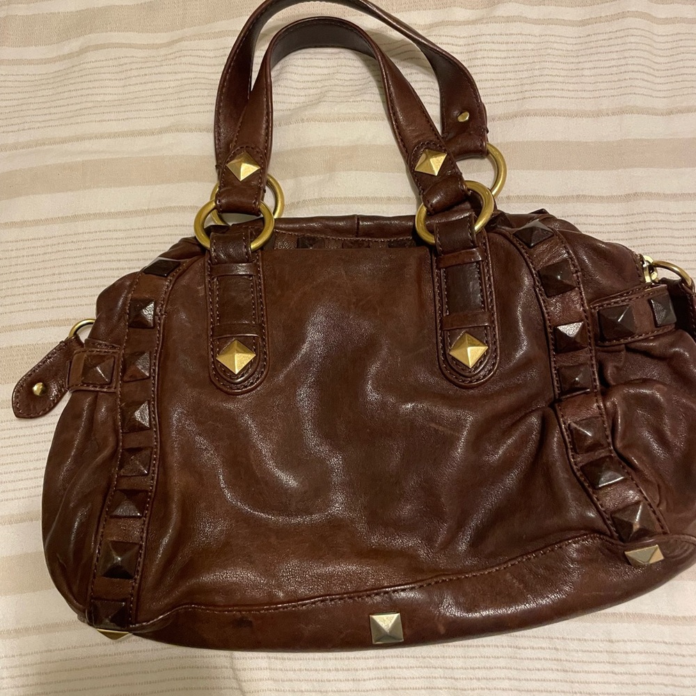 Elegant Brown Studded Shoulder Bag